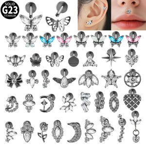 1pcs G23 Titanium Many Style Zircon CZ Labret Studs Lip Ring Ear Studs Ear Tragus Cartilage Helix Lobe Earrings Piercing Jewelry