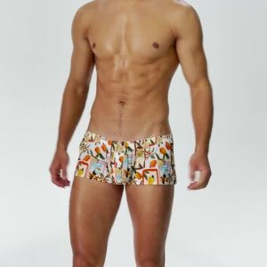 SEOBEAN Mens 100% Cotton Plaid Boxer Briefs Graffiti Pajama Shorts Home Lounge Underwear Male Sleepwear Comfortable Boxers