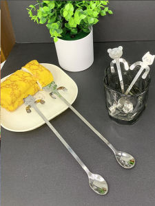 Thìa Cà Phê Bằng Thép Không Gỉ 304 Hình Gấu Mèo Hoạt Hình Sáng Tạo Có Thể Treo Cốc Thìa Nhà Dụng Cụ Ăn Uống Phổ Thông