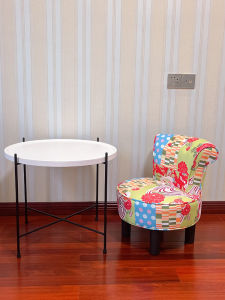 European Style Floral Cloth Childrens Stool Backrest Soft Pad Balcony Living Room Coffee Table Low Chair Dismantle Assembly