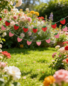 2.5M(15PCS)Red/Pink Strawberry Banners Berry First Birthday Shower Picnic Fruit Theicnic Fruit Theicnic Fruit Theme photo booth