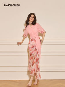 French Romantic Rose Pink Elegant Slimming Fashion Dress Suit