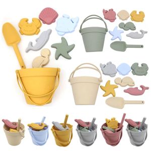8Pcs Summer Beach Toys Kids Soft Silicone Sandbox Set Beach Game Silicone Sand Toys for Toddlers Kids Swim GameToddlers