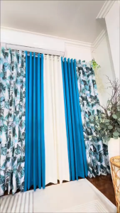 Non-Blockout Color of the Year Series Begonia Gray - Teal Blue - Powder Blue  Aesthetic Minimalist Window Curtains 5-9FT