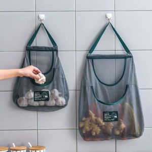 JIYAN2866 Reusable Kitchen Hanging Mesh Bag Large Capacity Wall Mounted Net Pocket Polyester Fruit Vegetable Storage Net Bag