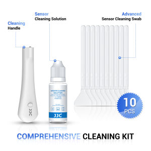 JJC 10PCS Full Frame Sensor Cleaning Swab Designed Specifically For CCD&CMOS SensorsA Bottle Of Sensor Cleaning Solution&A Cleaning HandleDust Free Vacuum Packaging