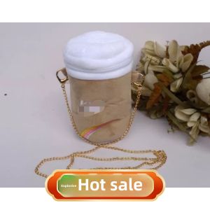 Le S Male and Female Cute Stylish Stuffed Cylinder Bucket Crossbody Lipstick Pack Buggy Bag Shoulder Hardware Chain Strap