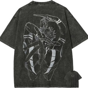 Bandai | Sukuna Jujutsu Kaisen Graphic T-Shirt Men Vintage Acid Wash 100%Cotton Streetwear Harajuku Anime Male Top Tees 2026
