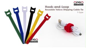 [T-Type] OPRO Hook-and-Loop Velcro Cable Tie  Reusable Strapping  Cable Organizer