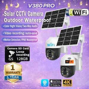 V380 PRO Solar CCTV Camera Outdoor Wireless Wifi Connect 360 Connect Surveillance Night Vision Two-Way Audio Cameras