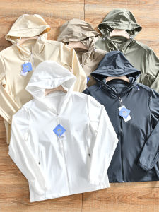 Cool Sensation Breathable Windproof UV Protection Mens Hooded Jacket Sporty Casual Outerwear Lightweight Nylon Spandex