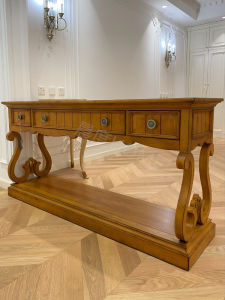 Alican Zhiyuan Solid Wood Entrance Table Vintage Style Original Wood Color Dining Cabinet French Retro Living Room Partition Entrance Cabinet