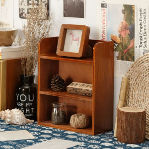 Desktop Cup Storage Box Zakka Desk Wood Cabinet Wooden Cosmetics Wall-Mounted Wall-Mounted Retro Storage Rack