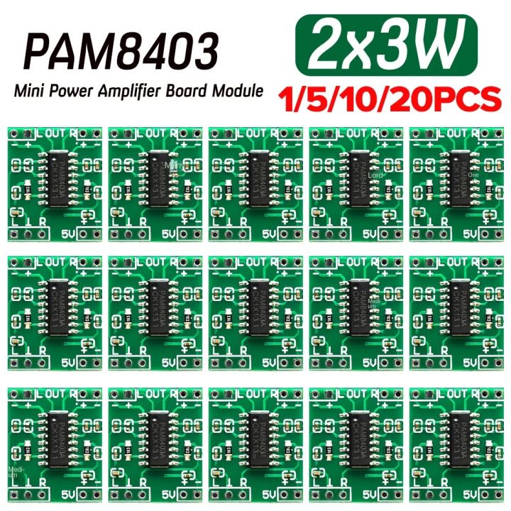 20-1pcs 2.5V To 5V Mini PAM8403 Power Amplifier Board 2 Channels 3W ...