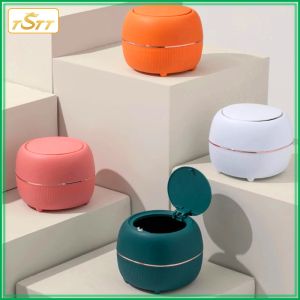 Mini Trash Bin Desktop with Lid New-Nordic Style Creative Press Trash Can Office Home Table Trash Can