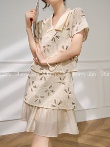 PlumJan | Embroidered Two-piece Look Womens Dress
