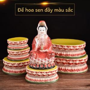 Ceramic Lotus Base Buddha Statue Wealth God Observing Altar Home Decorations Ornamental Pieces for Home Buddha Hall