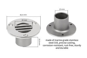 25mm Boat 316 Stainless Steel Thru Hull Floor Deck Drain Drainage Hole Scupper Boat Accessories Rust Resistant