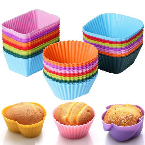 6/12PCS/Lot Silicone Molds Cupcake Baking Cups Reusable Muffin Cup Liners Rainbow Cupcake Wrappers Non-stick Cup Cake Party Mold