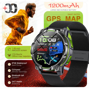 GUHUAVMI | Đồng Hồ Thông Minh Thể Thao Nam Mới 2026 Với GPS Bản Đồ Ngoại Tuyến La Bàn Pin 1200mAh Chống Nước IPX8 Tính Năng Gọi Bluetooth Màn Hình AMOLED 1.46 Inch