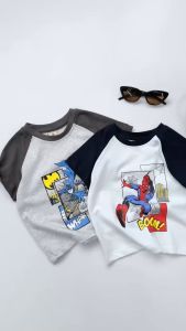 Set bộ tay ngắn bé trai áo thun zaclang họa tiết siêu nhân và quần short 9 tới 28kg BERNIE T1124B61