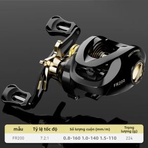 Máy Câu Cá Baitcast Siêu Nhẹ Haut Ton Ultra Light Tỉ Số Truyền 7.2:1 Lực Kéo Tối Đa 8kg Hệ Thống Phanh Từ Tính Bằng Sợi Carbon Nhôm Dùng Cho Câu Cá Biển Sông Hồ.