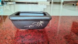 Chậu bonsai Bát Tràng chữ nhật men nâu đen