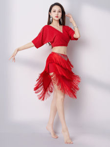 ชุดเต้นรำเอวสูงเซ็กซี่สำหรับฤดูร้อน 2025 ชุดเต้นรำตะวันออกใหม่พร้อมกระโปรงทรงเอ ชุดการแสดง เสื้อผ้าผู้หญิง Star Dance Studio