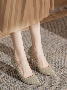 Giày Cao Gót Đính Pha Lê Bigtree Giày Cưới Đế Mỏng Nhẹ Nhàng Cho Nữ Mùa Xuân Thu