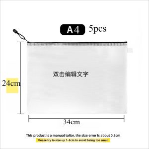 A4 Clear Mesh Zipper Pouch Waterproof Document Bag for School Office Paper Organizer Storage Art Craft Supplies Holder