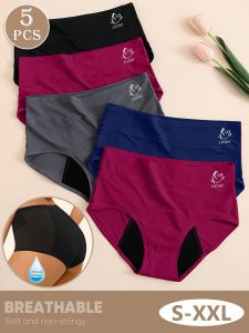 5-Pack MIOTAN Womens Menstrual Underwear - Leak-Proof Breathable Mesh Period Panties Soft Stretch Non-Transparent Briefs for