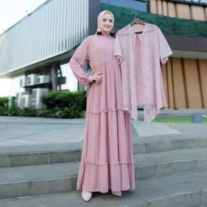SIGAWA-(COD) Gamis Wanita Terbaru Model Rompi 2 in 1 Bahan Ceruty Mix Brokat Grade A