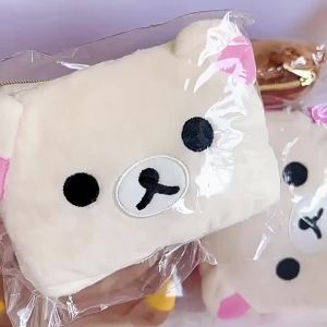 New Rilakkuma Cute Makeup Organizer Storage Bag Cartoon Bear Plush Multi Case Kawaii Cosmetic Bags Vanity Beauty Case