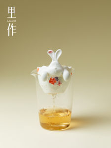 Lưới Lọc Trà Thỏ Hoa Anh Đào Vẽ Tay Tinh Tế Cao Cấp Màu Hồng Thiết Bị Phụ Kiện Trà Đạo Riziya Handmade Sứ