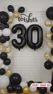 Bong Bóng Chữ Số Màu Đen Size Đại 32Inchs 70cm Nhà Bo Trang Trí Sinh Nhật Happy Birthday Party