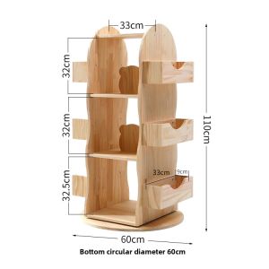 Rotating Mobile Wooden Bookshelf