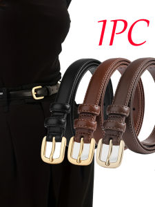 Women Gold Pin Buckle Jeans Black Belt Luxury Vintage Female Skinny Waistband