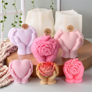 Holding Love in Hand Candle Mold Rose in Hand Resin Casting Silicone Mold for DIY Aromatherapy Candles Wax Plaster Home Decor