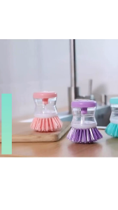 【Ships within 24 hours】Decontamination and descaling cleaning brush Kitchen press-type degreasing washing pot brush Automatic liquid dishwashing brush