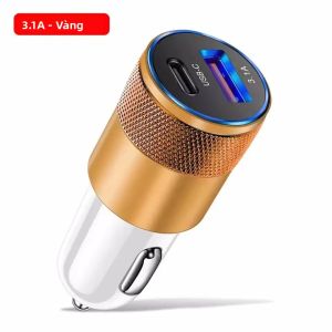 Bộ Sạc Ô Tô USB 3.1A Type C Sạc Nhanh Dành Cho Xiaomi Huawei Tương Thích Với Cổng Tẩu Thuốc