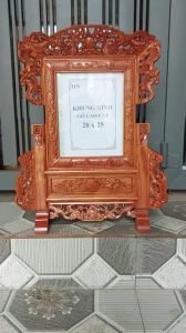 Khung Ảnh Thờ Tứ Linh Treo Gỗ Hương Đá-Khung hình thờ kích thước 20x25cm