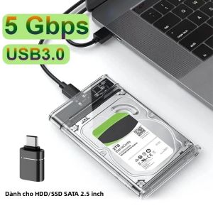 Vỏ Ổ Cứng HDD USB 3.0 2.5 Inch Hỗ Trợ SATA SSD Tốc Độ Truyền Dữ Liệu 5Gbps Hộp Ổ Cứng Di Động Ngoài Kèm Cáp
