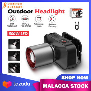 Strong Light LED Headlight Zoom Flashlight Type-C Rechargeable Outdoor Waterproof Fishing Camping Headlamp
