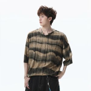 WUKONGYOUHUO | Retro American Stripe Thick Design Sense Loose Short Sleeve T Shirt