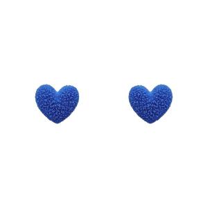 SRRMHYN Womens Heart Shaped Blue Earrings Trendy Autumn Winter Non-Removable Ear Jewelry Handmade Blue Porcelain Crafts
