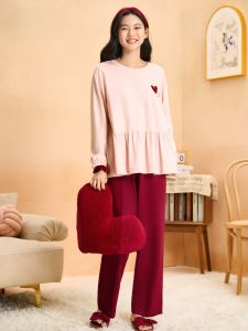 LUNILAI | Pure Cotton Long Sleeve Sleepwear Set For Women Loose Comfortable Home Clothes Autumn Winter New Style Casual Knitted Cotton