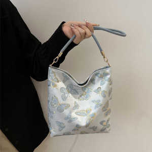 New Guo Feng Jacquard Canvas Bag Womens 2024 New Arrival Popular All-Matching Shoulder Bag Summer Work Clothing Underarm Bag