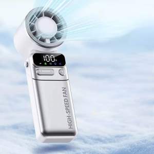 Quạt Cầm Tay Mini Turbo 2026-pin 6000mAh-Làm Lạnh Bán Dẫn 16°C-100 Tốc Độ Gió-Màn Hình Led Hiển Thị %Pin và Tốc Độ Gió!