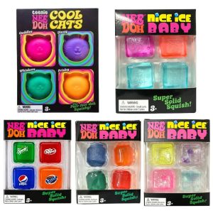 Mini 4 Pack Set Needoh Nice Ice Cube Slow Rebound Squishy Toys Sensory Toy Anti-Stress Party Favors Gifts Safe For Kids Adults