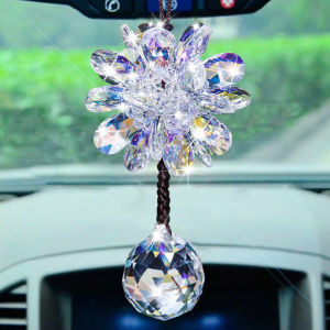 High-Grade Snowflake Crystal Automobile Hanging Ornament Car Rearview Mirror Hangings Pendant Creative Trending Goddess Style Car Accessories